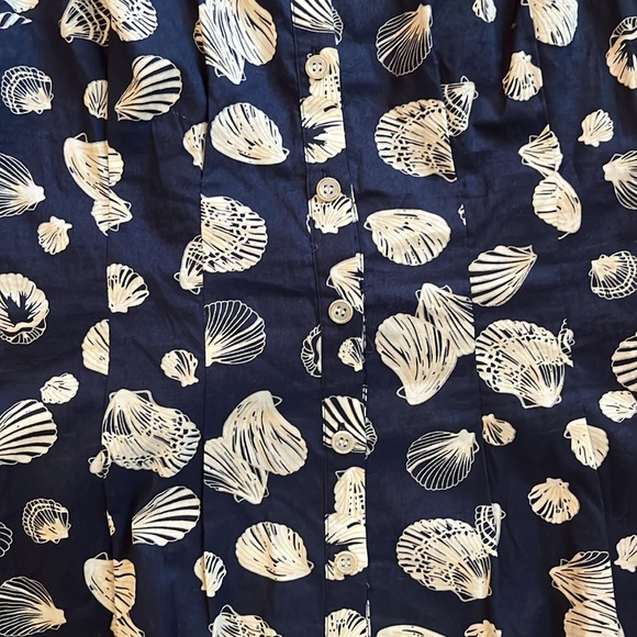 Edme & Esyllte Top Womens 2 Blue Cream Sea Shell Beach Sleeveless Waist Tie - Picture 3 of 7